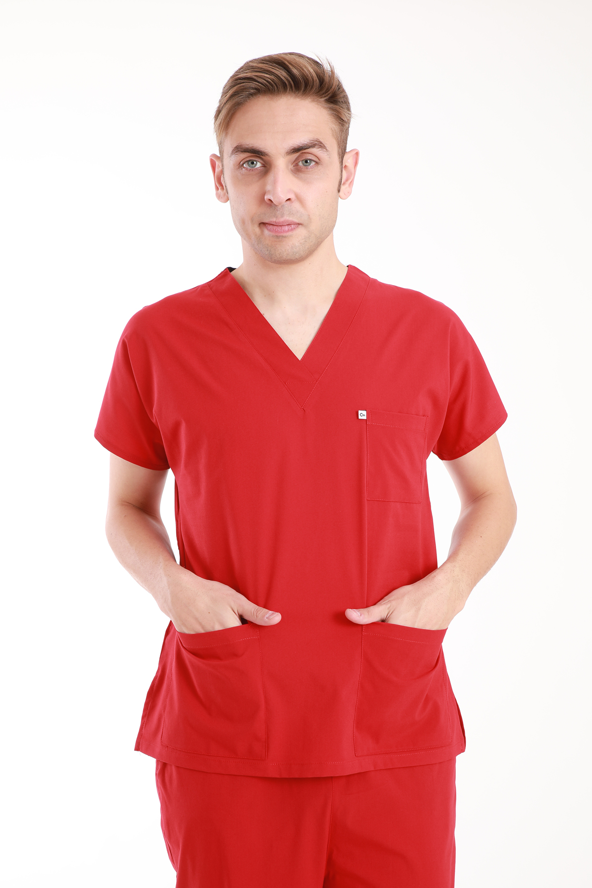 hemsire.doktor.forması.medikal.üniforma.hastane.kıyafeti.kirmizi.likrali.scrubs.3