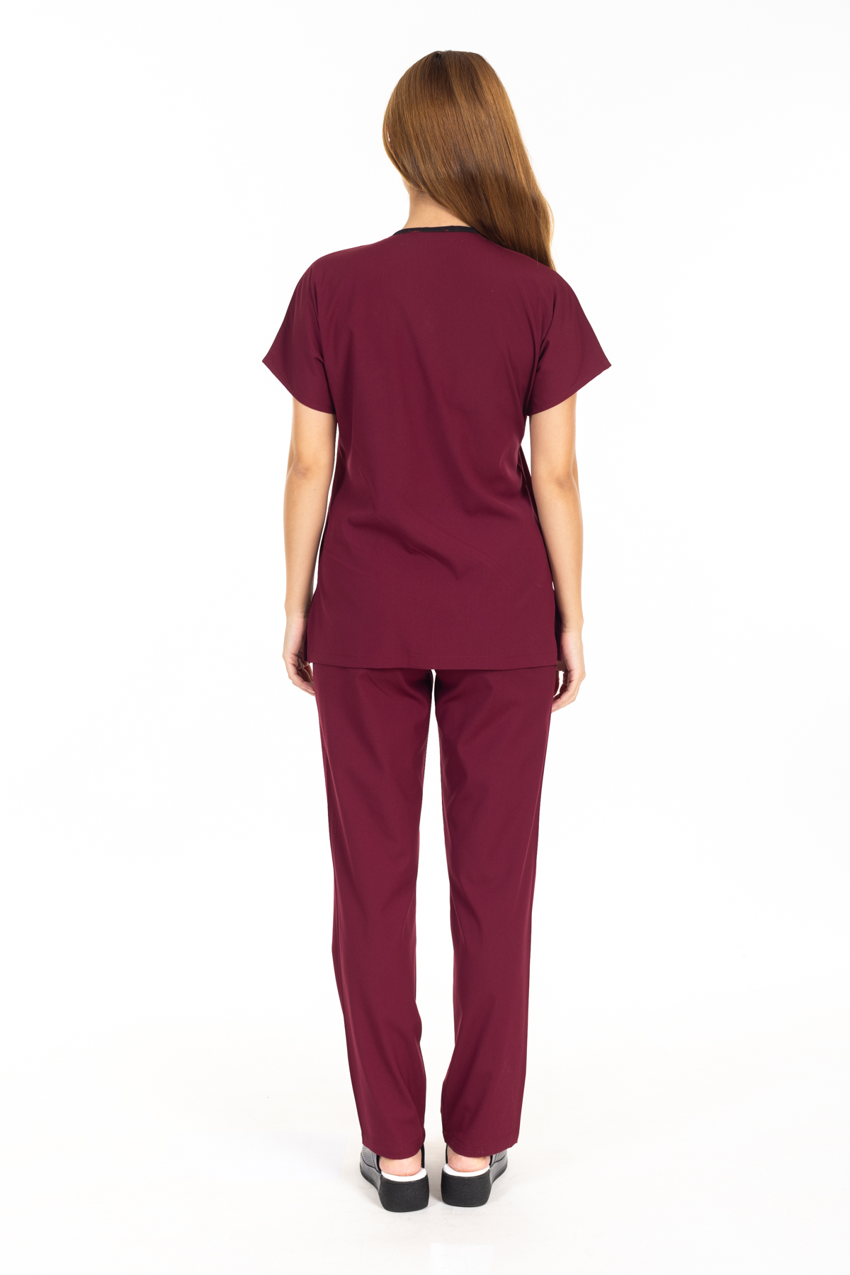 BORDO LİKRALI SCRUBS PREMIUM TAKIM-4