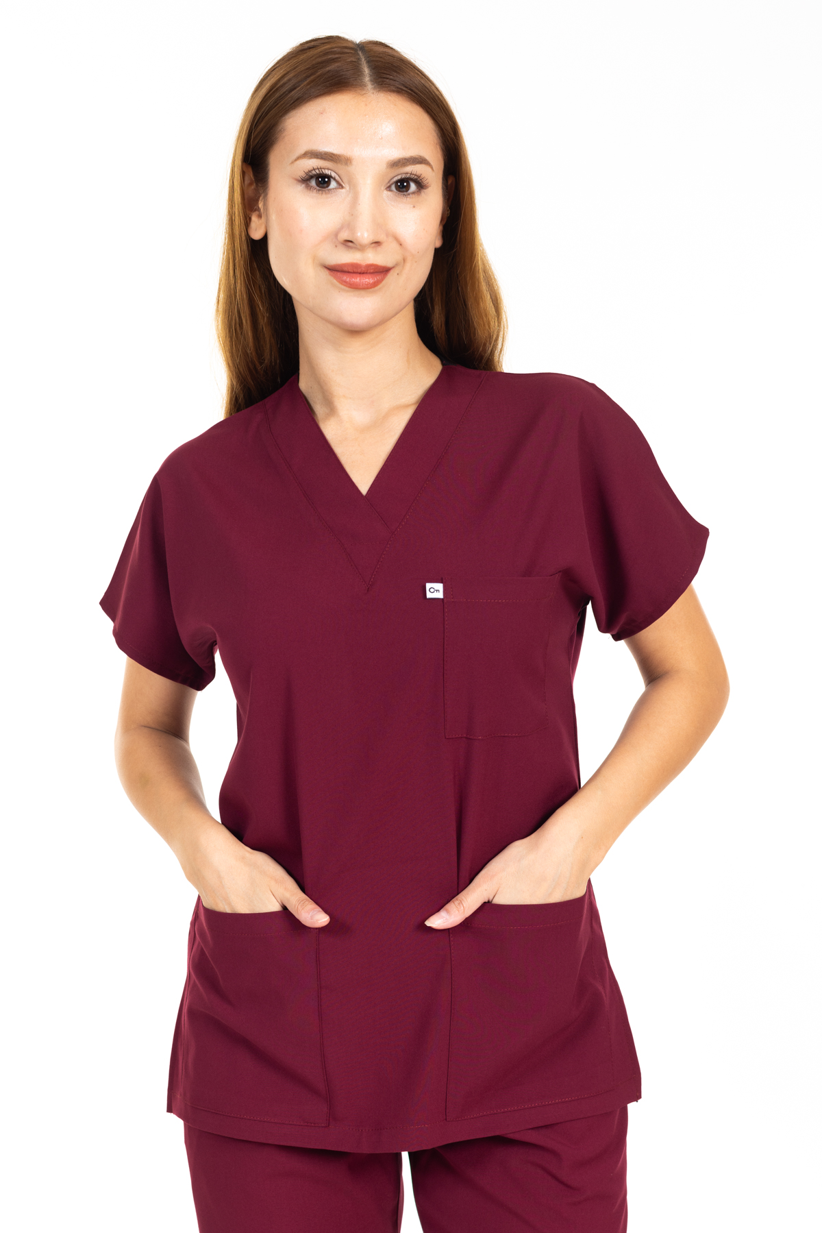 BORDO LİKRALI SCRUBS PREMIUM TAKIM-6