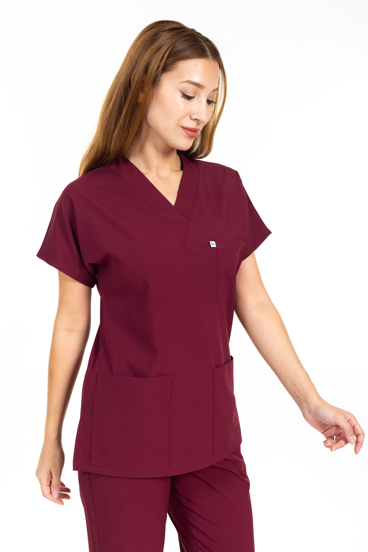 BORDO LİKRALI SCRUBS PREMIUM TAKIM-8