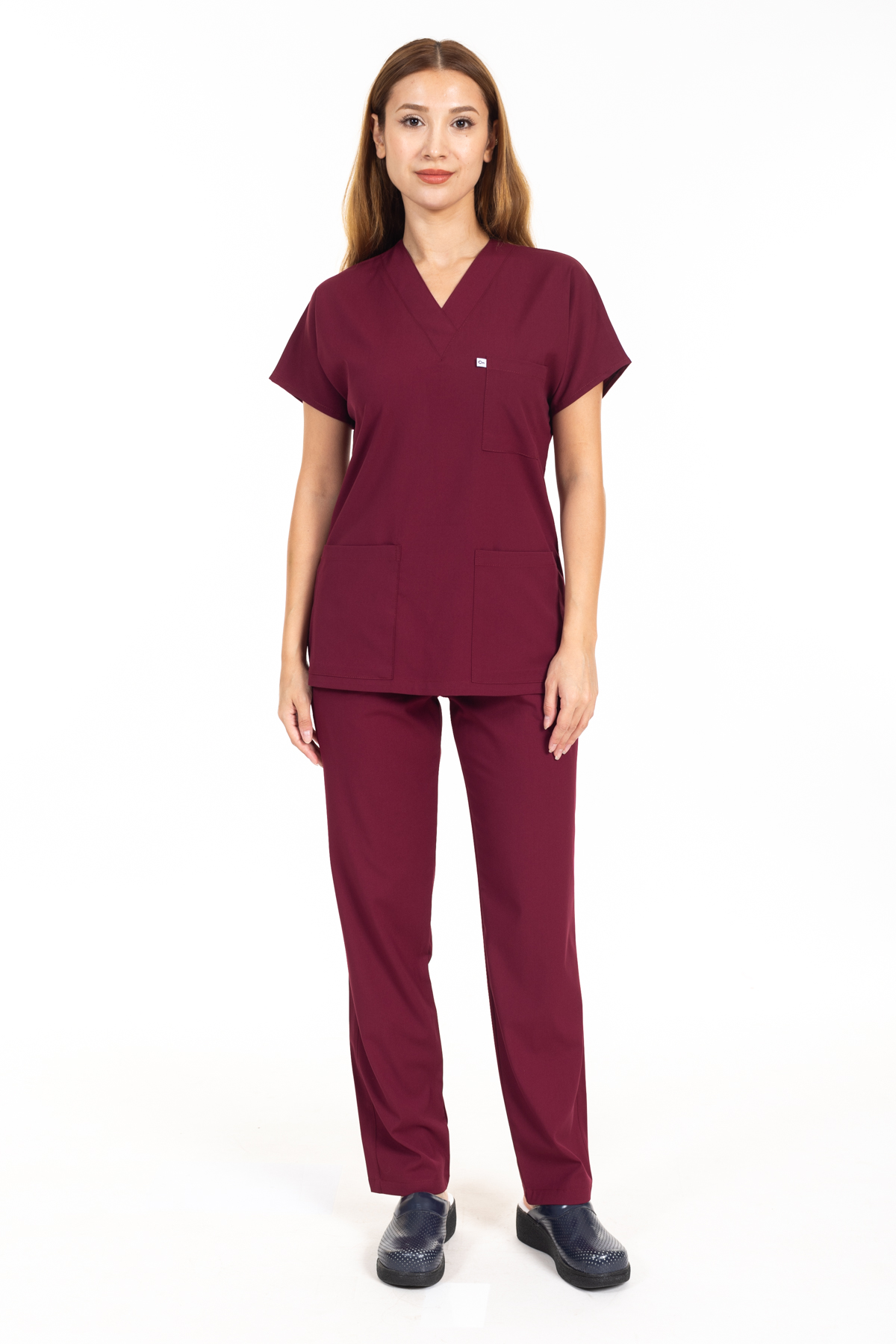 BORDO LİKRALI SCRUBS PREMIUM TAKIM