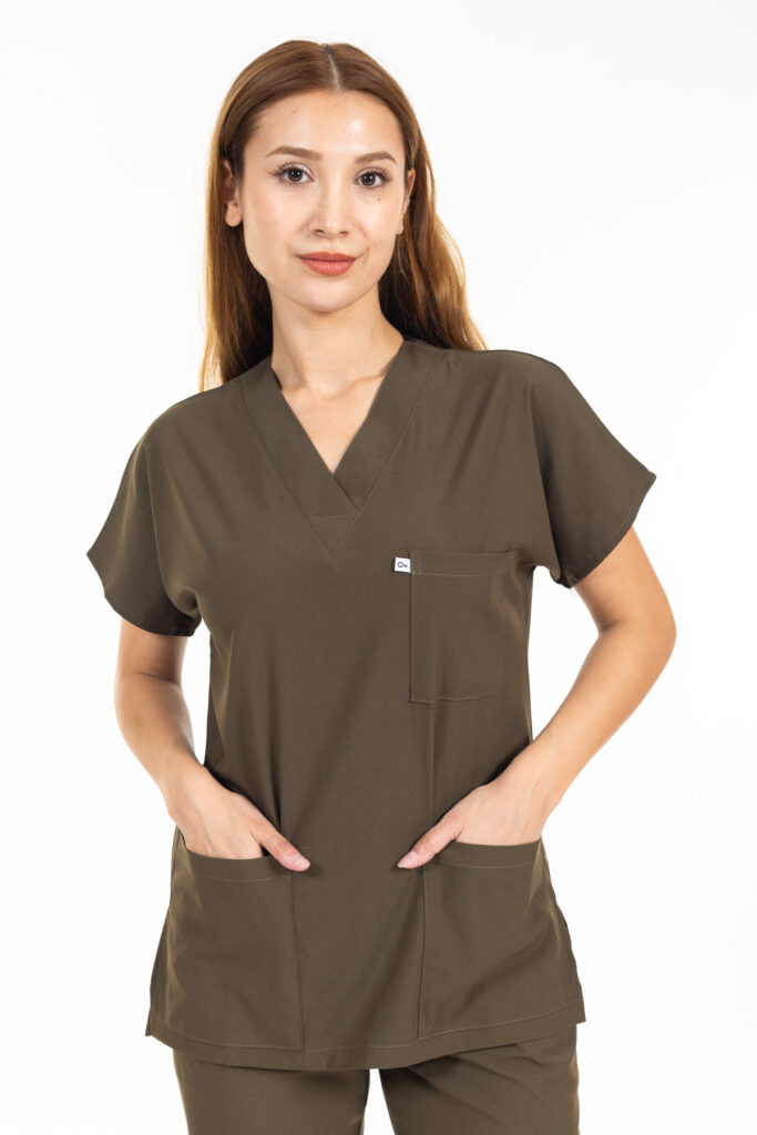 HAKİ YEŞİL LİKRALI SCRUBS PREMIUM YARASAKOL TAKIM