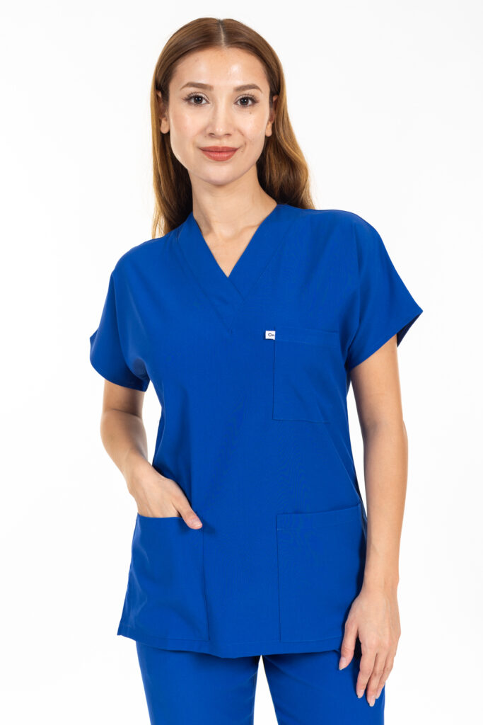 SAKS MAVİ LİKRALI SCRUBS PREMIUM YARASAKOL TAKIM